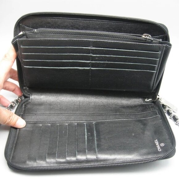 Vintage Chanel Black Caviar Leather Long Bag Wallet - Picture 10 of 16